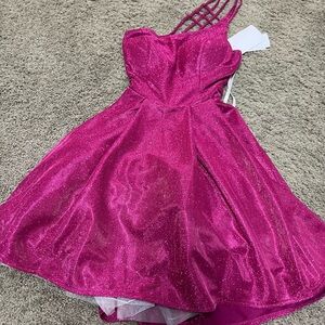 Sparkling Pink Dress with Unique Strap Design